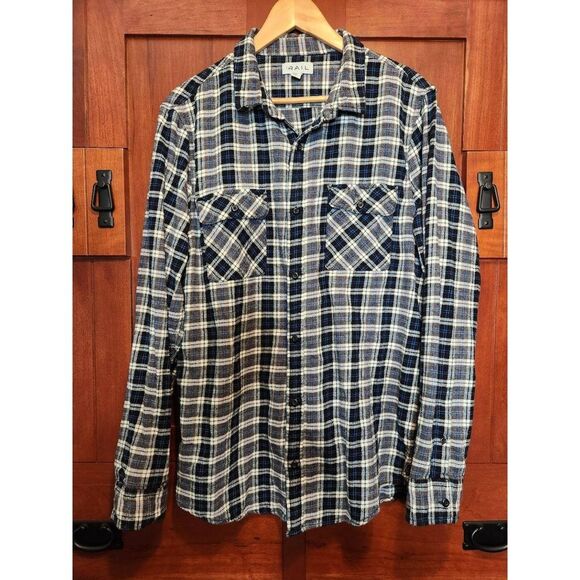 The Rail Other - The Rail Mens XL Black White Blue Plaid Flannel Collared Long Sleeve XL